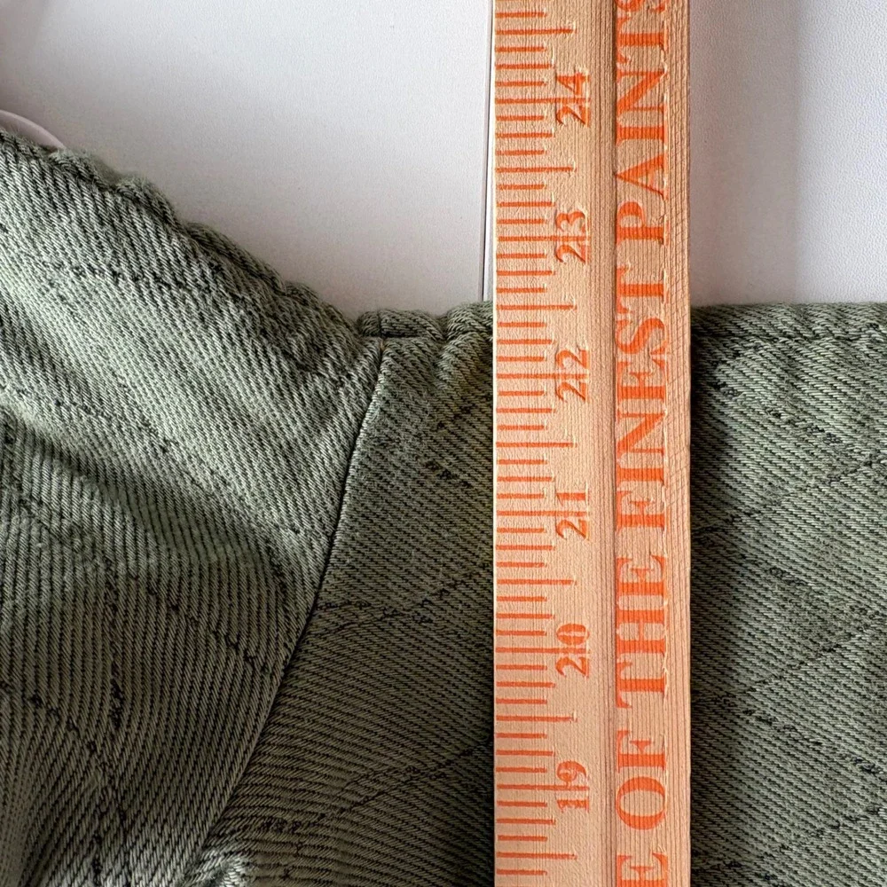Jachs Girlfriend‎ Quilted Utility Jacket Olive Green Button Front Size M